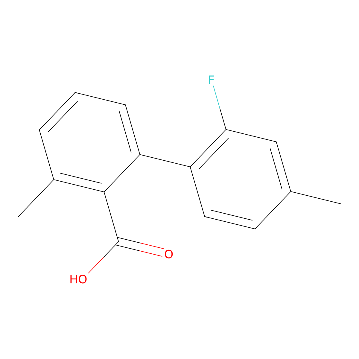 2-(2-Fluoro-4-methylphenyl)-6-methylbenzoic acid molecular structure, CAS 1261939-28-9