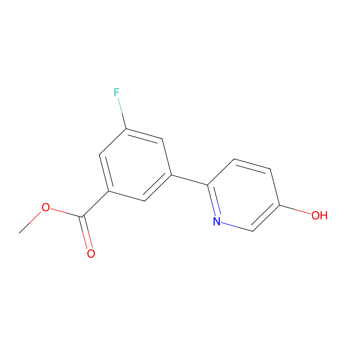 Methyl 3-fluoro-5-(5-hydroxypyridin-2-yl)benzoate molecular structure, CAS 1261939-29-0