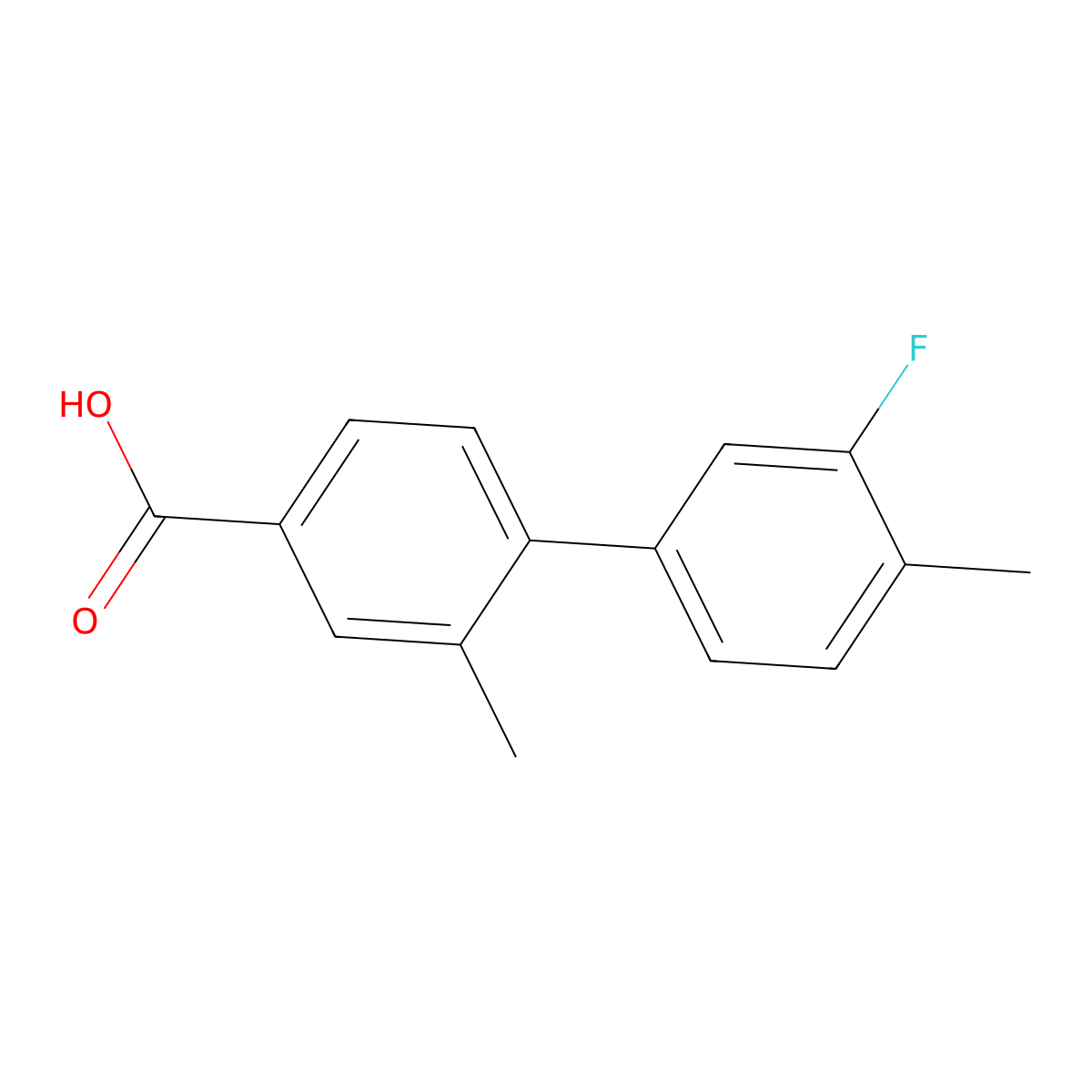 4-(3-Fluoro-4-methylphenyl)-3-methylbenzoic acid molecular structure, CAS 1261939-39-2