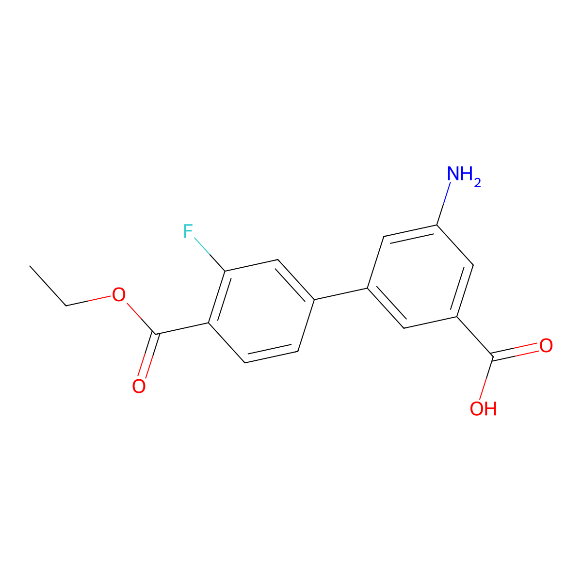3-Amino-5-[4-(ethoxycarbonyl)-3-fluorophenyl]benzoic acid molecular structure, CAS 1261939-44-9