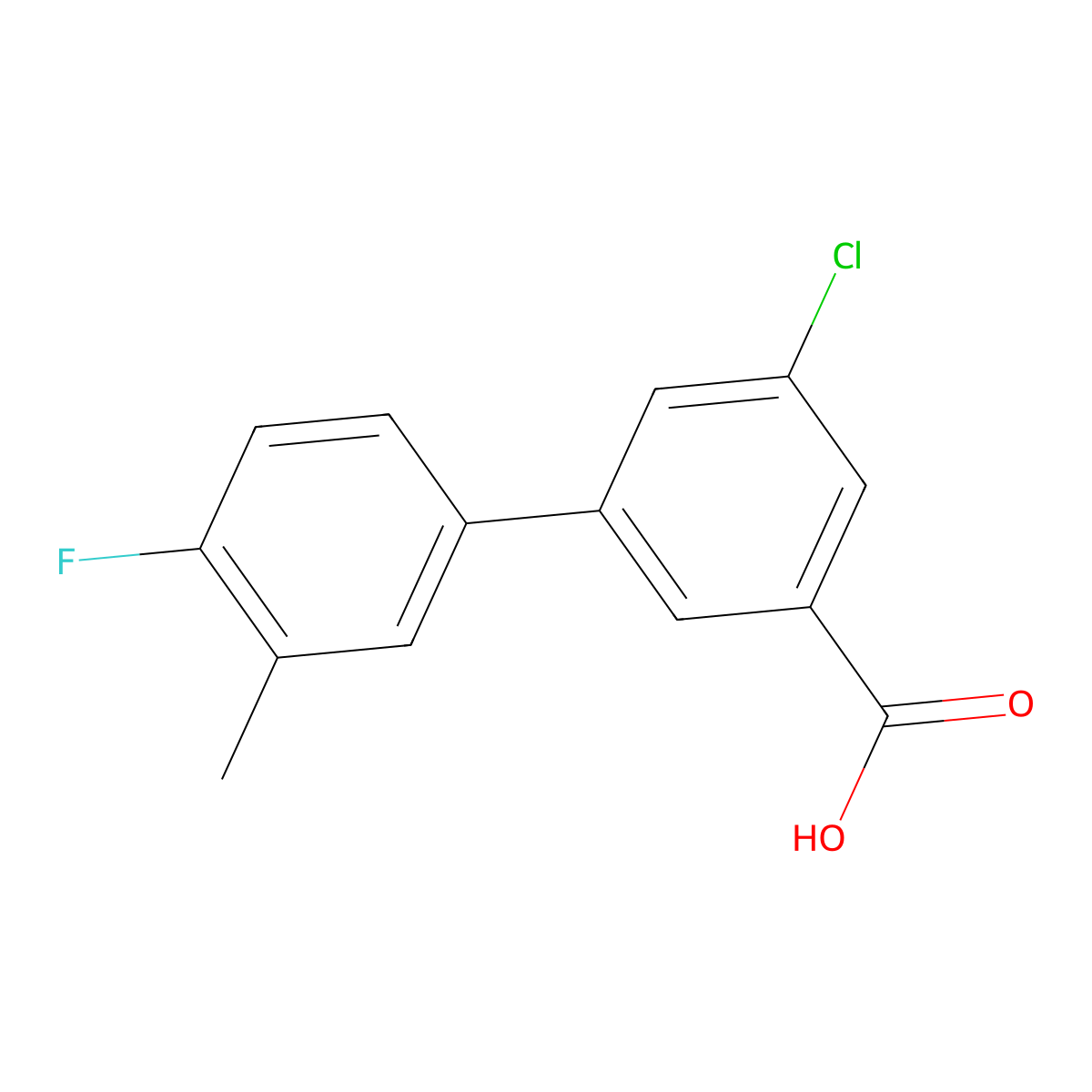5-Chloro-3-(4-fluoro-3-methylphenyl)benzoic acid molecular structure, CAS 1261939-46-1