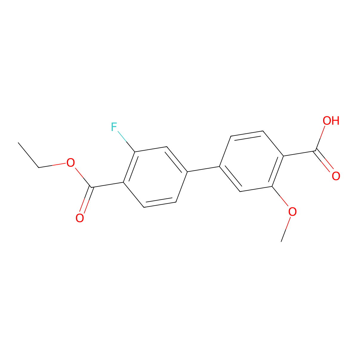 4-[4-(Ethoxycarbonyl)-3-fluorophenyl]-2-methoxybenzoic acid molecular structure, CAS 1261939-54-1