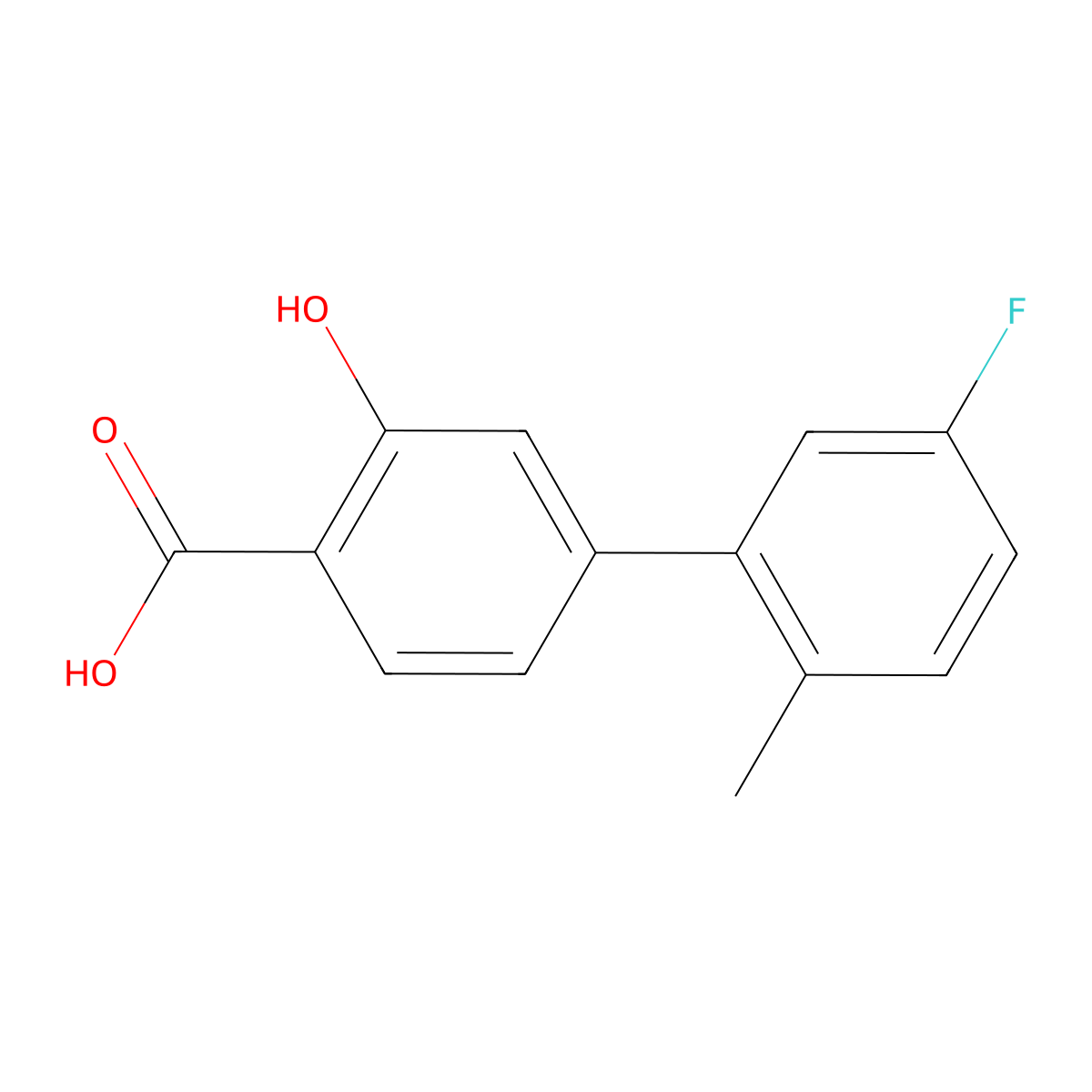 4-(5-Fluoro-2-methylphenyl)-2-hydroxybenzoic acid molecular structure, CAS 1261939-61-0