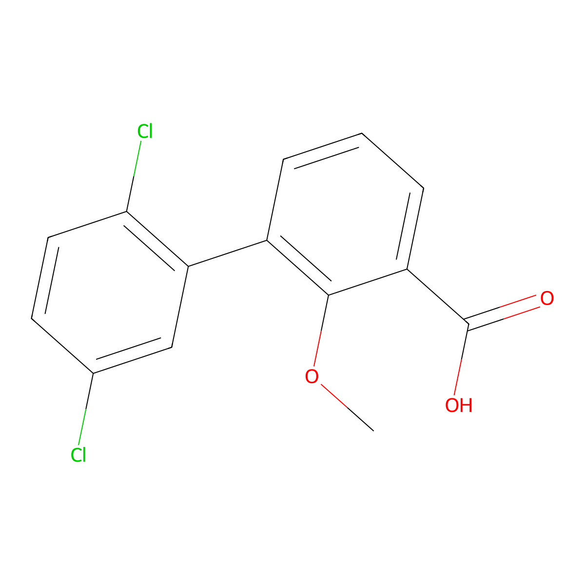 3-(2,5-Dichlorophenyl)-2-methoxybenzoic acid molecular structure, CAS 1261939-70-1