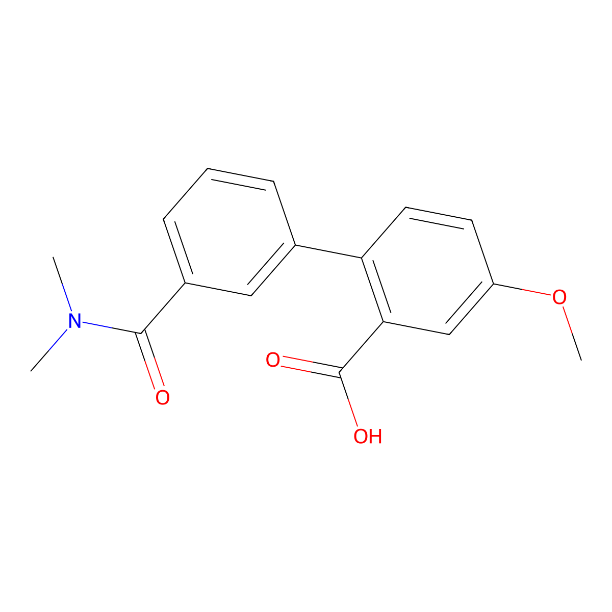 2-[3-(N,N-Dimethylaminocarbonyl)phenyl]-5-methoxybenzoic acid molecular structure, CAS 1261939-97-2