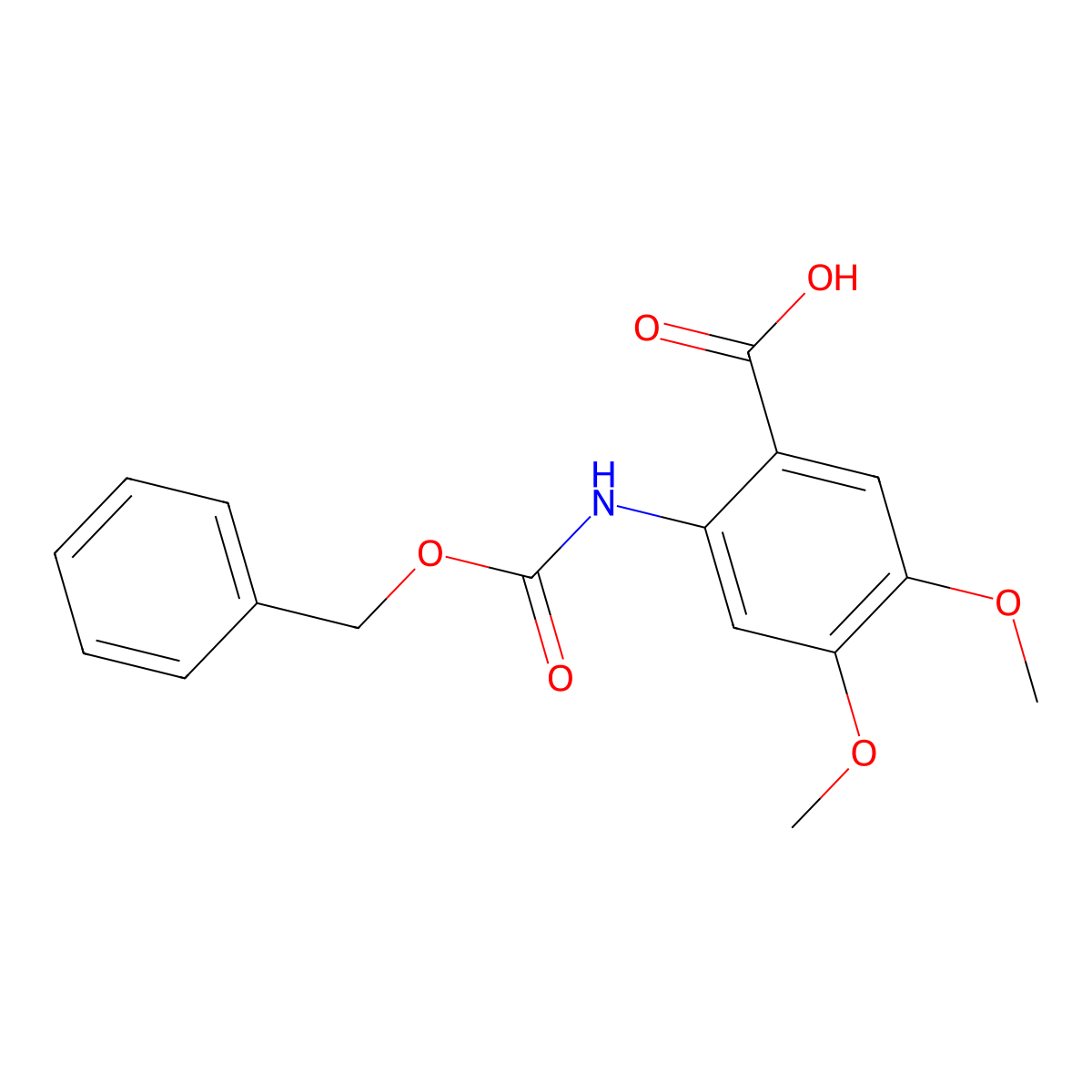 2-(((Benzyloxy)carbonyl)amino)-4,5-dimethoxybenzoic acid molecular structure, CAS 126194-06-7