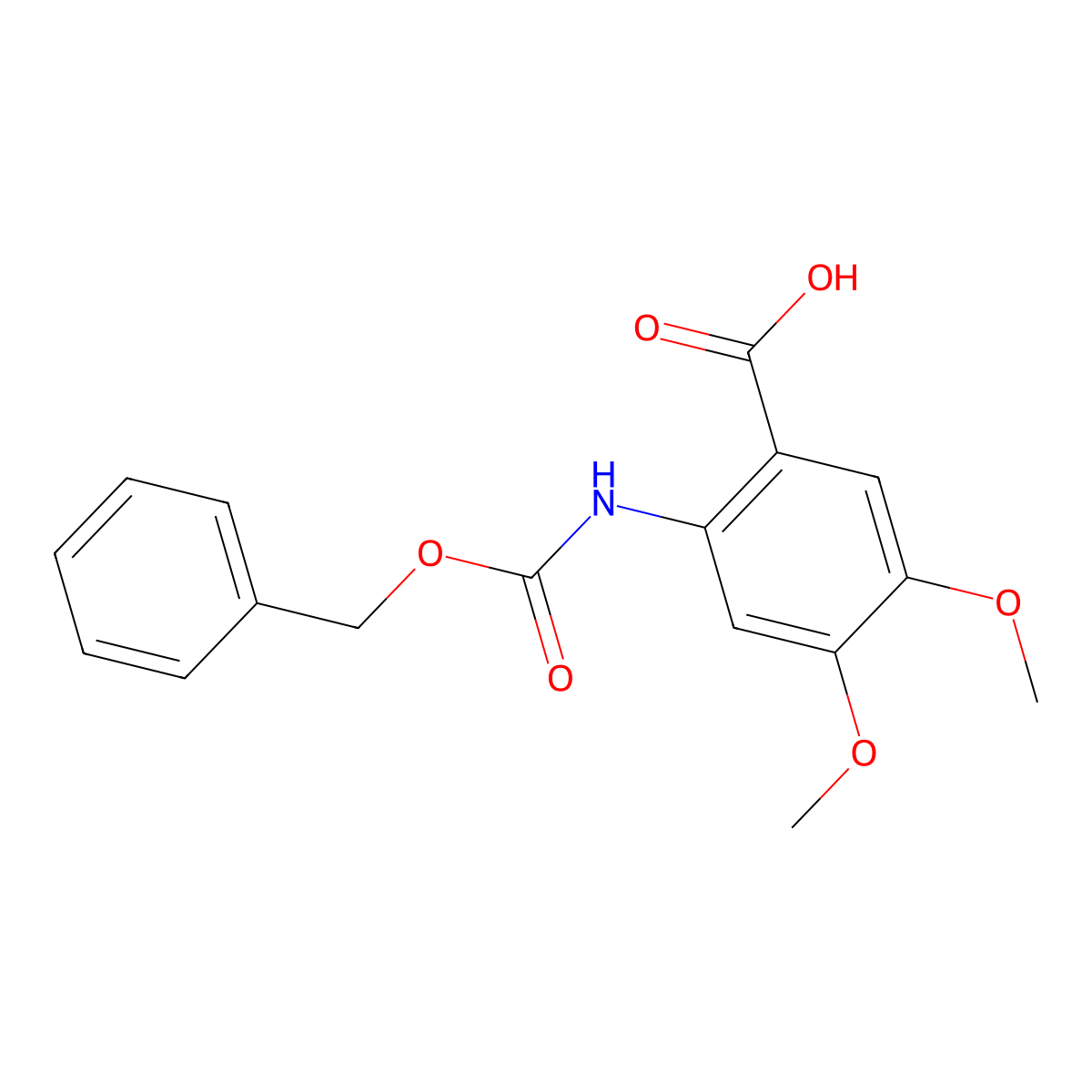 2-(((Benzyloxy)carbonyl)amino)-4,5-dimethoxybenzoic acid molecular structure, CAS 126194-06-7