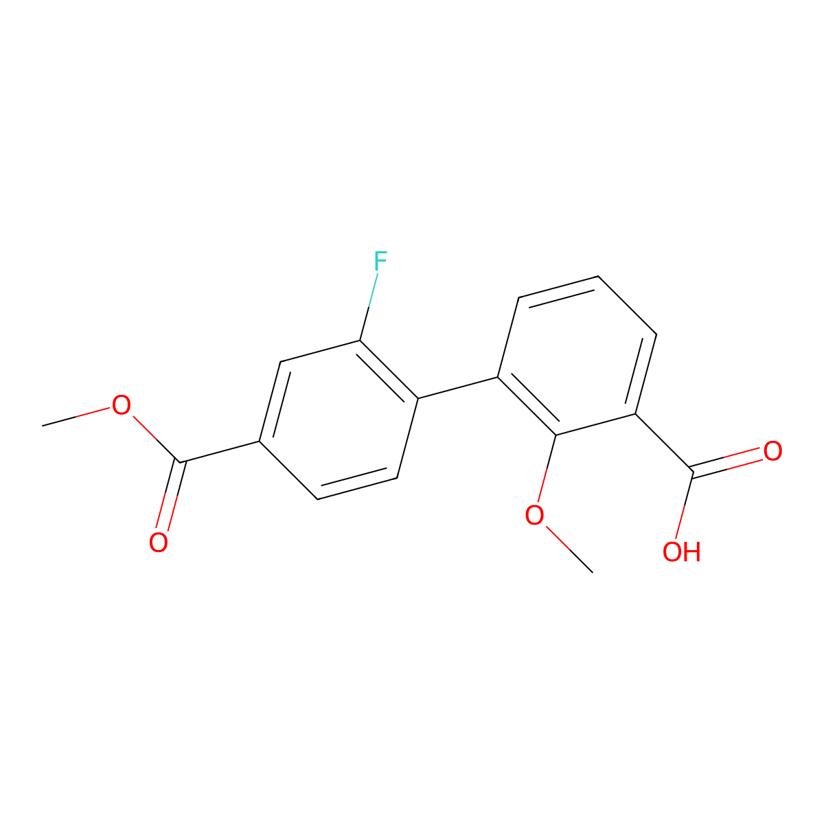3-(2-Fluoro-4-methoxycarbonylphenyl)-2-methoxybenzoic acid molecular structure, CAS 1261940-10-6