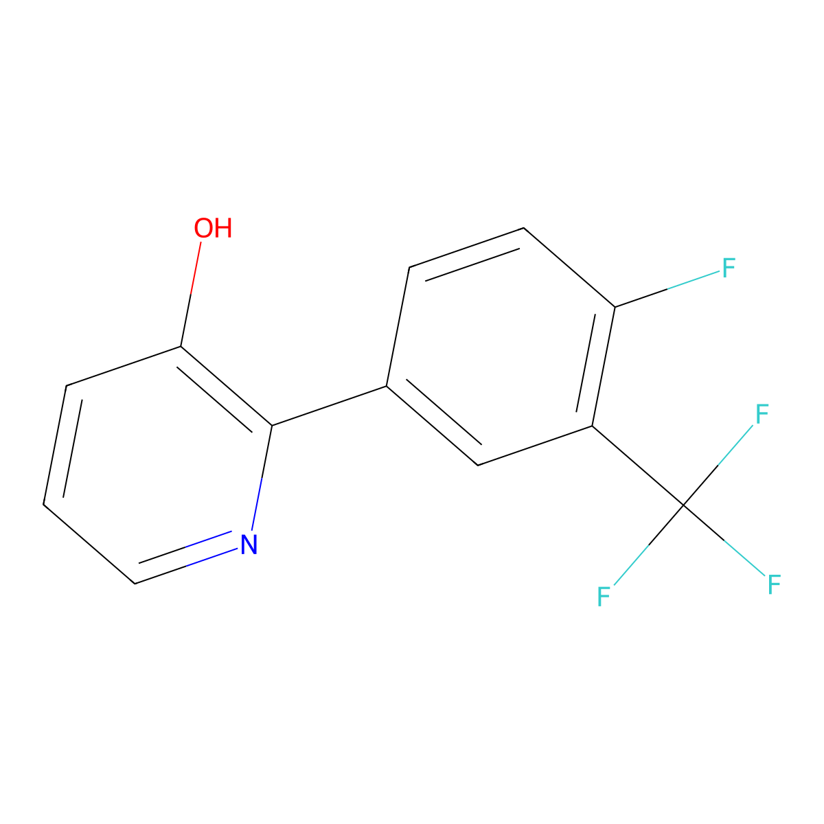 2-[4-Fluoro-3-(trifluoromethyl)phenyl]pyridin-3-ol molecular structure, CAS 1261940-12-8