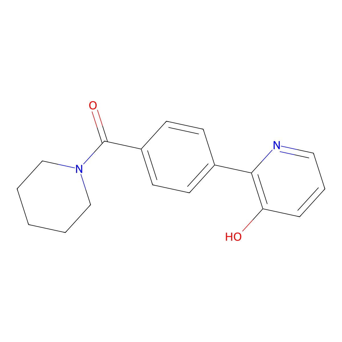 3-Hydroxy-2-[4-(piperidine-1-carbonyl)phenyl]pyridine molecular structure, CAS 1261940-53-7