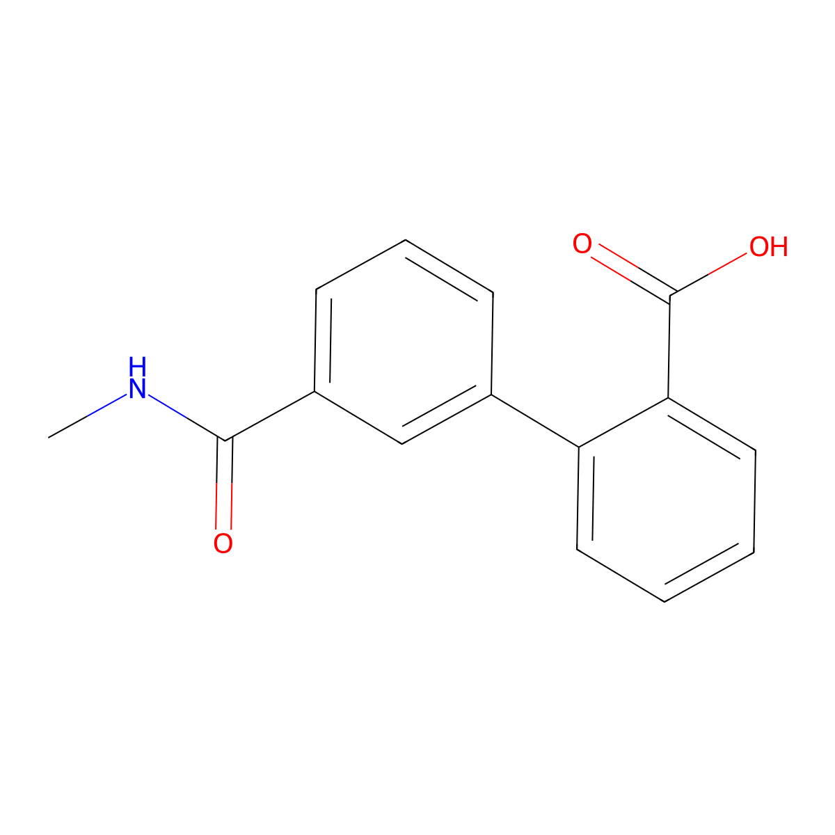 2-[3-(N-Methylaminocarbonyl)phenyl]benzoic acid molecular structure, CAS 1261941-21-2