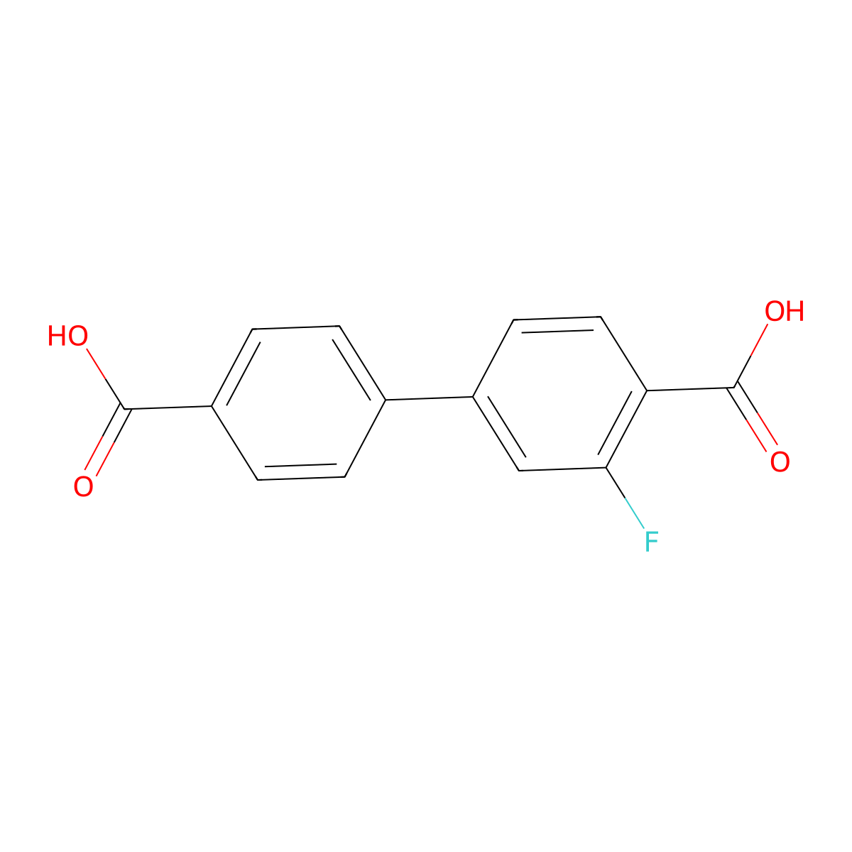 3-Fluoro-[1,1'-biphenyl]-4,4'-dicarboxylic acid molecular structure, CAS 1261941-44-9