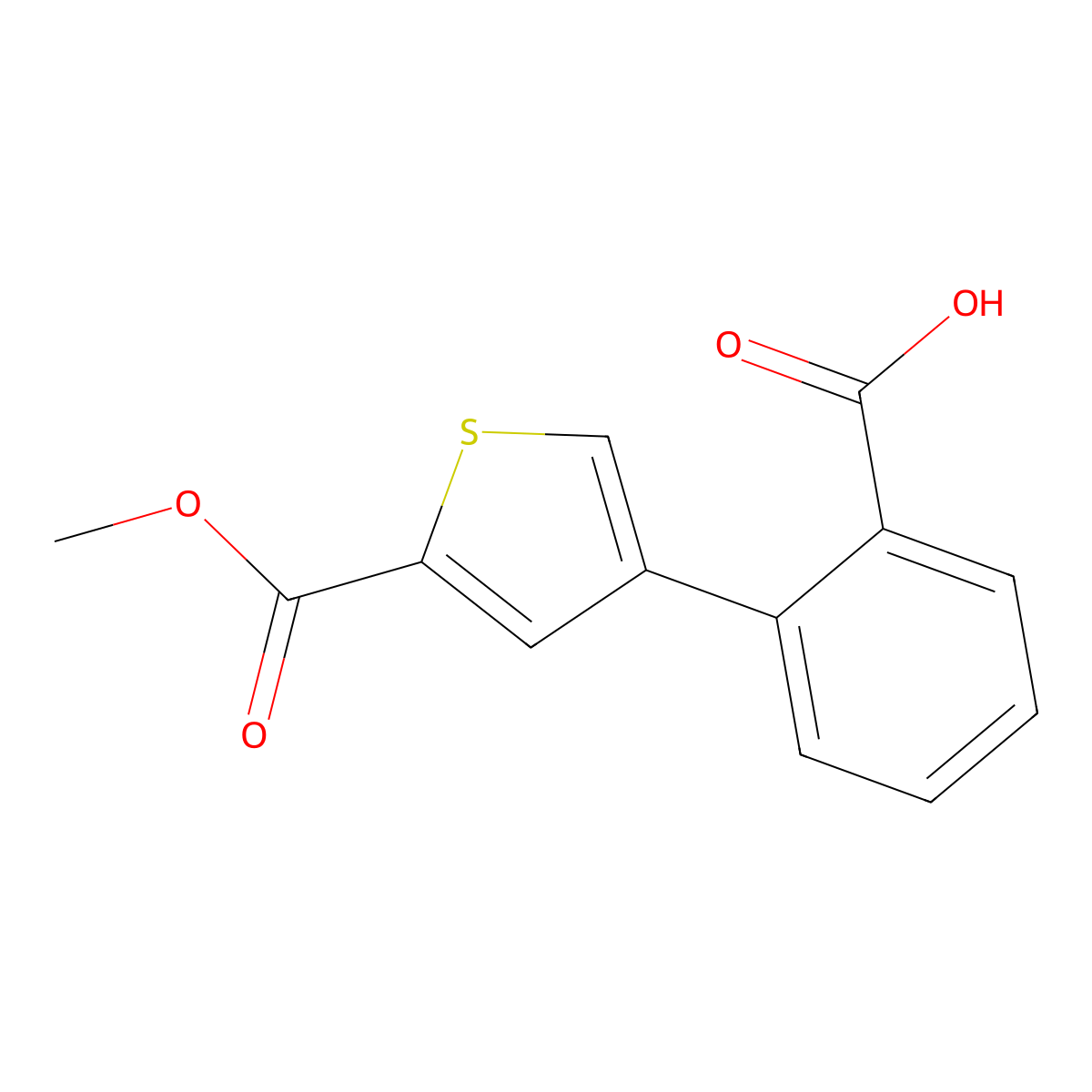 2-[5-(Methoxycarbonyl)thiophen-3-YL]benzoic acid molecular structure, CAS 1261941-48-3