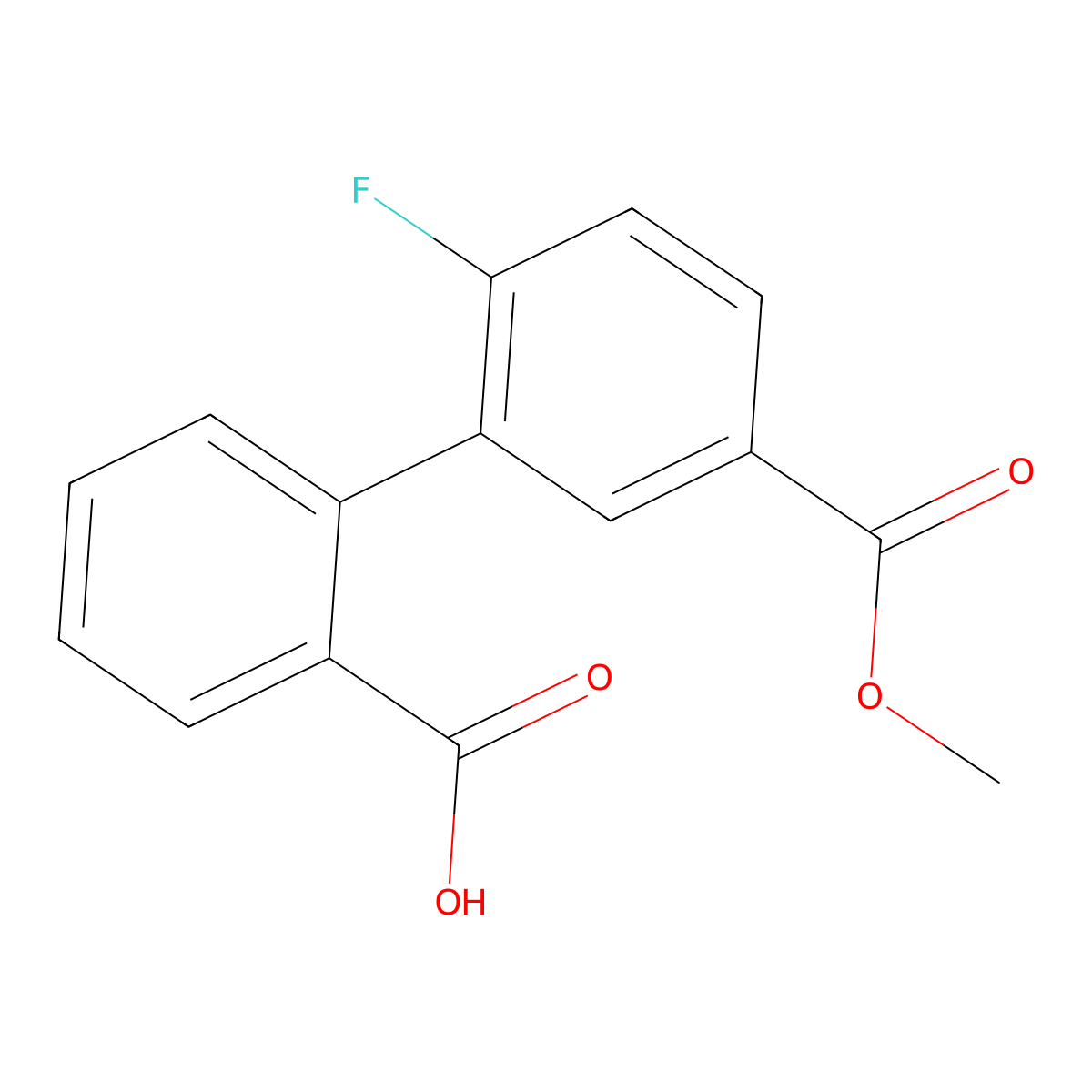 2-(2-Fluoro-5-methoxycarbonylphenyl)benzoic acid molecular structure, CAS 1261941-52-9