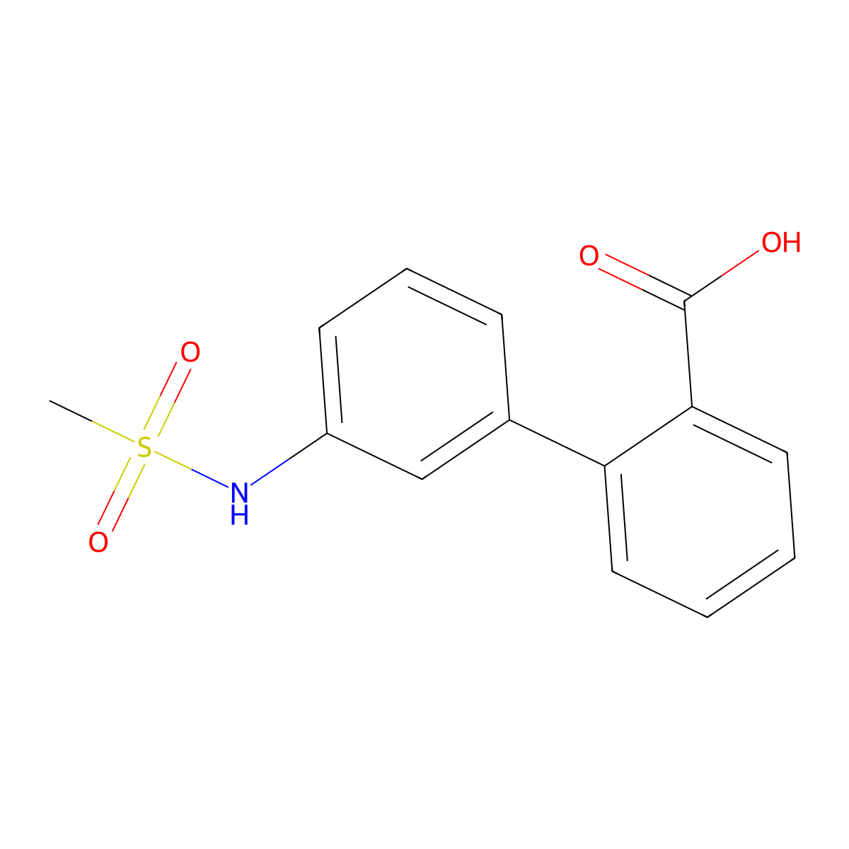 2-(3-Methylsulfonylaminophenyl)benzoic acid molecular structure, CAS 1261941-61-0
