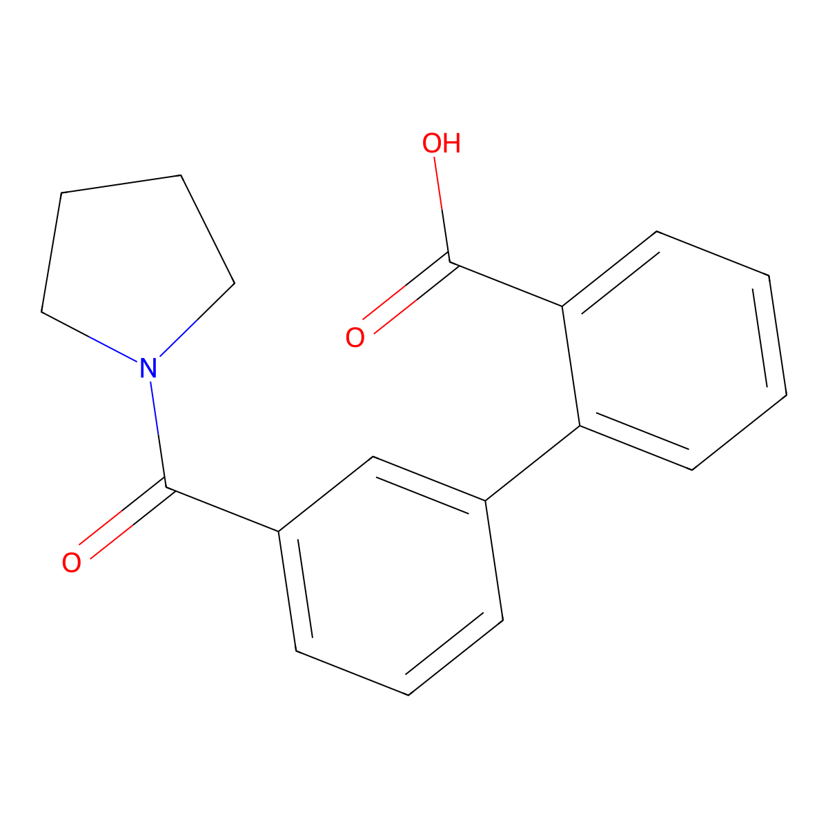2-(3-Pyrrolidinocarbonylphenyl)benzoic acid molecular structure, CAS 1261941-65-4