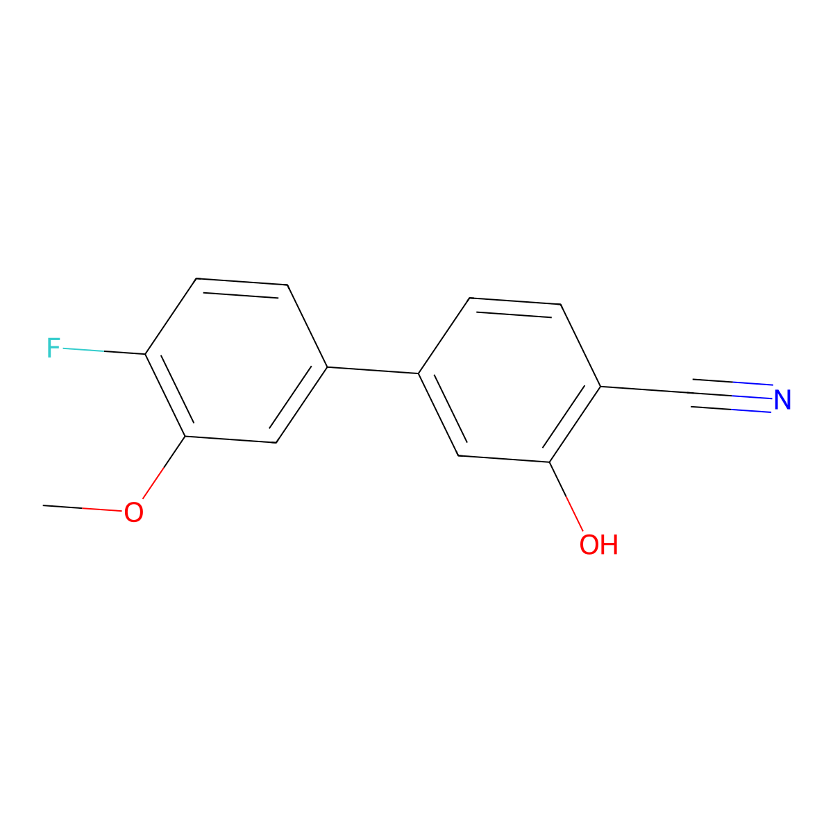 2-Cyano-5-(4-fluoro-3-methoxyphenyl)phenol molecular structure, CAS 1261942-03-3