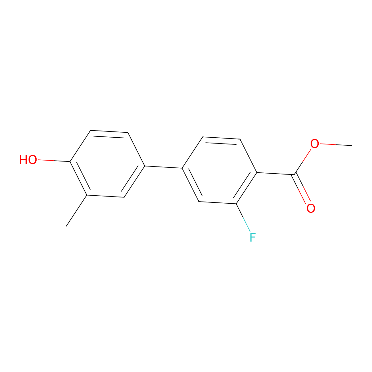 4-(3-Fluoro-4-methoxycarbonylphenyl)-2-methylphenol molecular structure, CAS 1261942-16-8