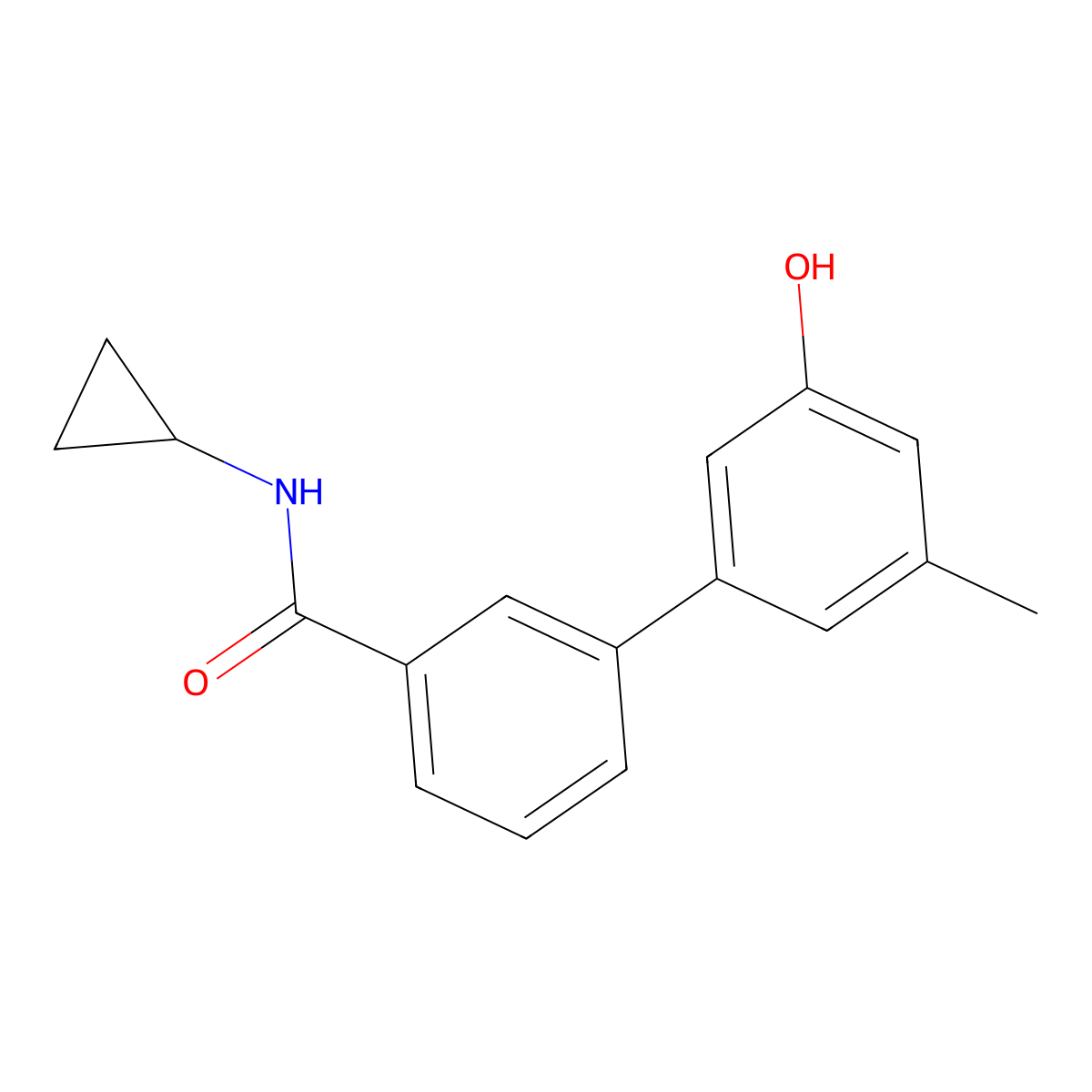 5-[3-(Cyclopropylaminocarbonyl)phenyl]-3-methylphenol molecular structure, CAS 1261942-28-2