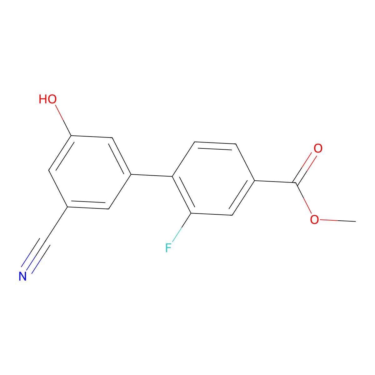 3-Cyano-5-(2-fluoro-4-methoxycarbonylphenyl)phenol molecular structure, CAS 1261942-31-7