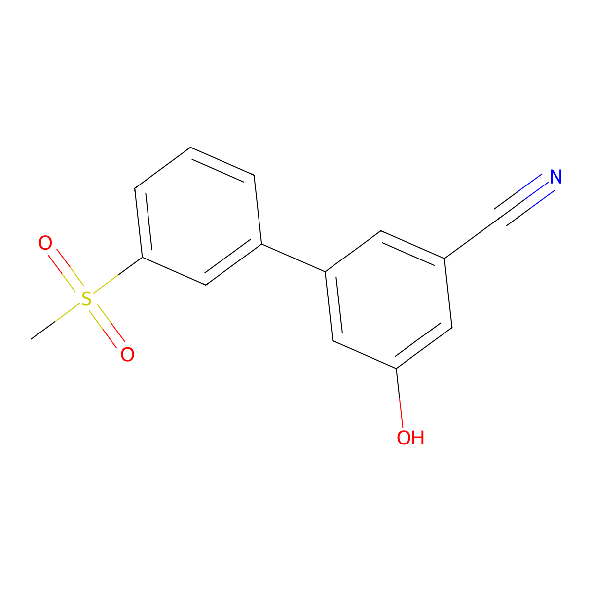 3-Cyano-5-(3-methylsulfonylphenyl)phenol molecular structure, CAS 1261942-36-2