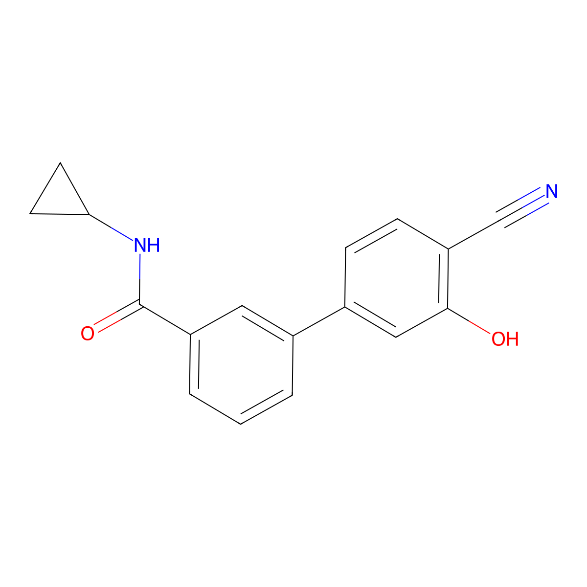 2-Cyano-5-[3-(cyclopropylaminocarbonyl)phenyl]phenol molecular structure, CAS 1261942-47-5