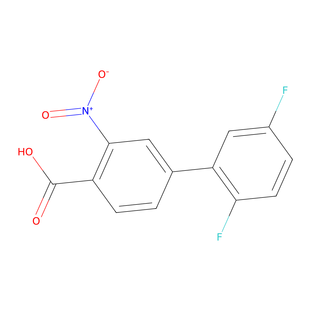 4-(2,5-Difluorophenyl)-2-nitrobenzoic acid molecular structure, CAS 1261942-48-6