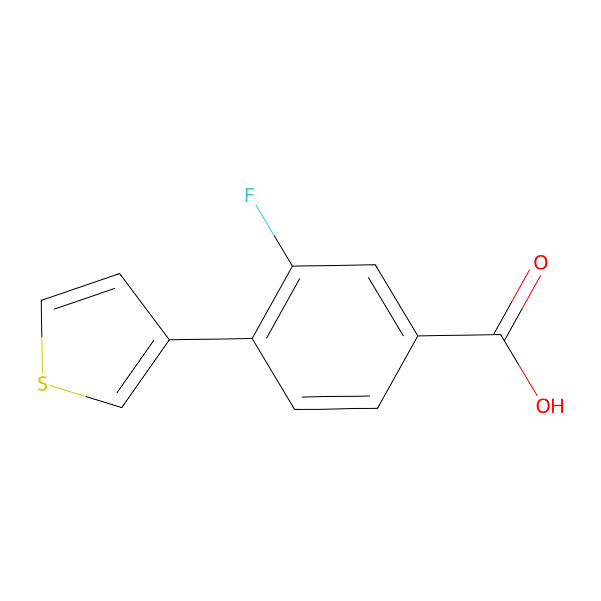 3-Fluoro-4-(thiophen-3-YL)benzoic acid molecular structure, CAS 1261942-50-0