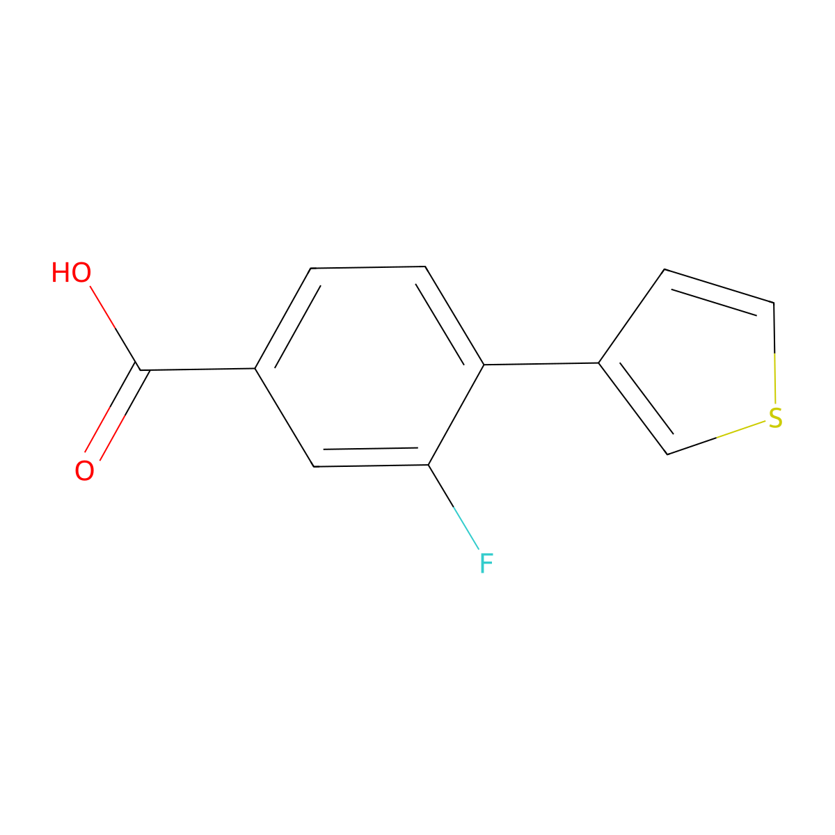3-Fluoro-4-(thiophen-3-YL)benzoic acid molecular structure, CAS 1261942-50-0