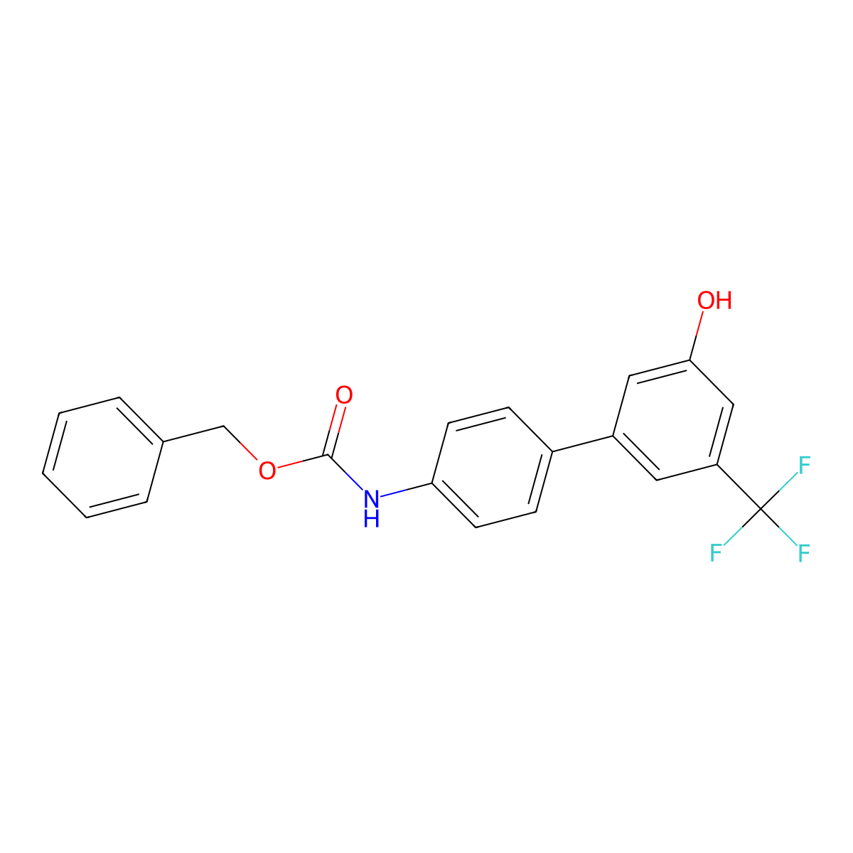 benzyl N-[4-[3-hydroxy-5-(trifluoromethyl)phenyl]phenyl]carbamate molecular structure, CAS 1261942-51-1