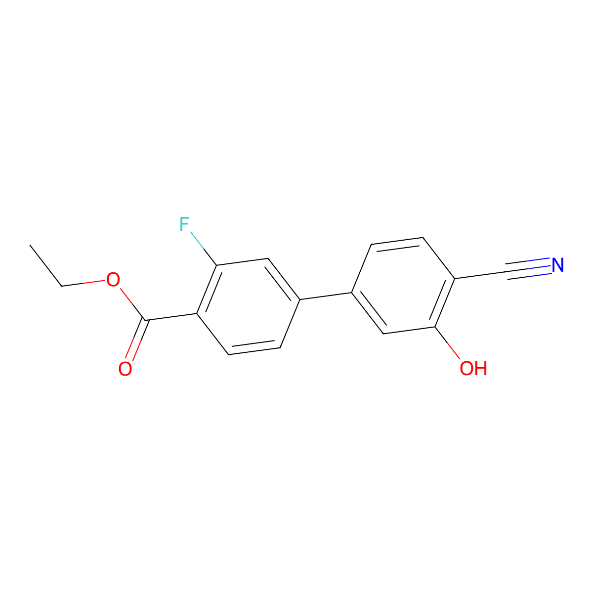 2-Cyano-5-[4-(ethoxycarbonyl)-3-fluorophenyl]phenol molecular structure, CAS 1261942-53-3