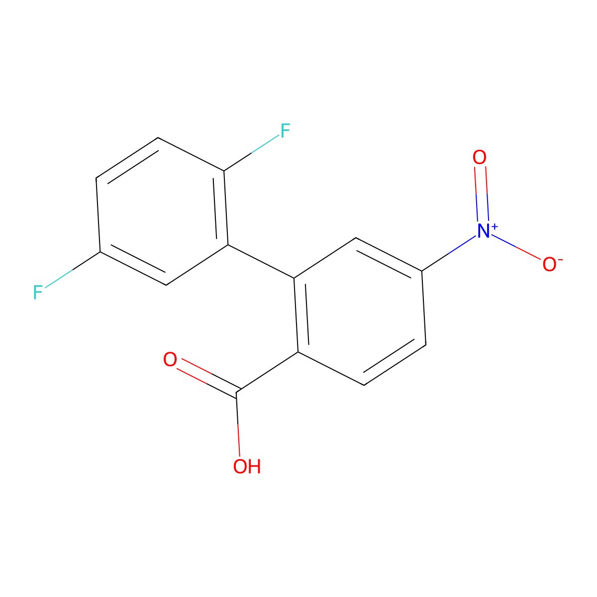 2-(2,5-Difluorophenyl)-4-nitrobenzoic acid molecular structure, CAS 1261942-55-5