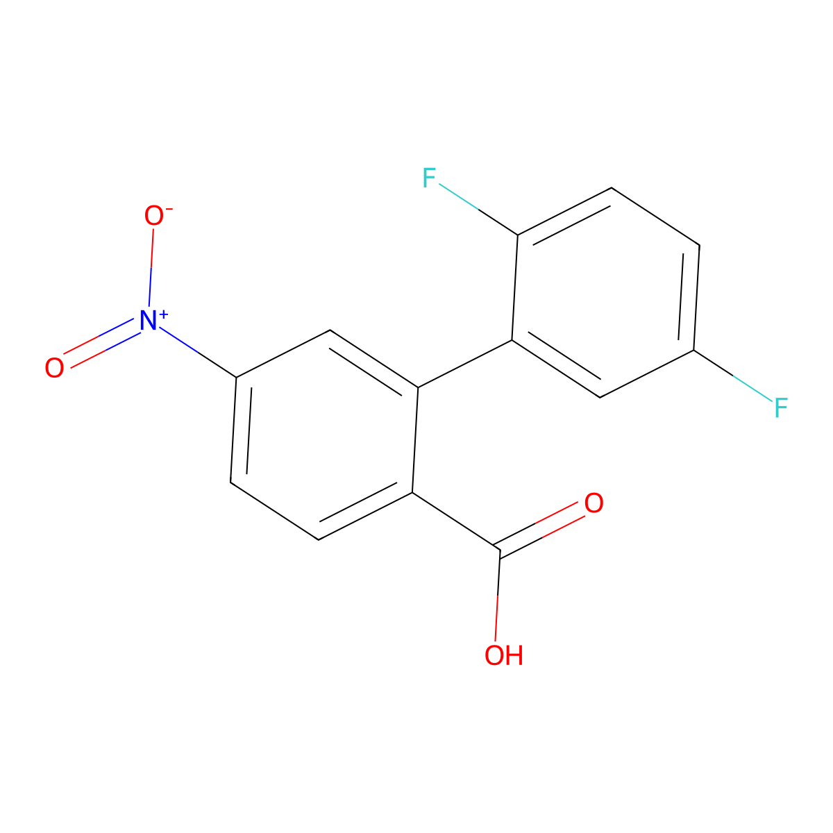 2-(2,5-Difluorophenyl)-4-nitrobenzoic acid molecular structure, CAS 1261942-55-5