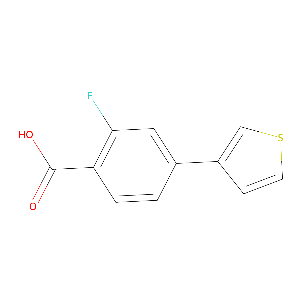 2-Fluoro-4-(thiophen-3-YL)benzoic acid molecular structure, CAS 1261942-56-6