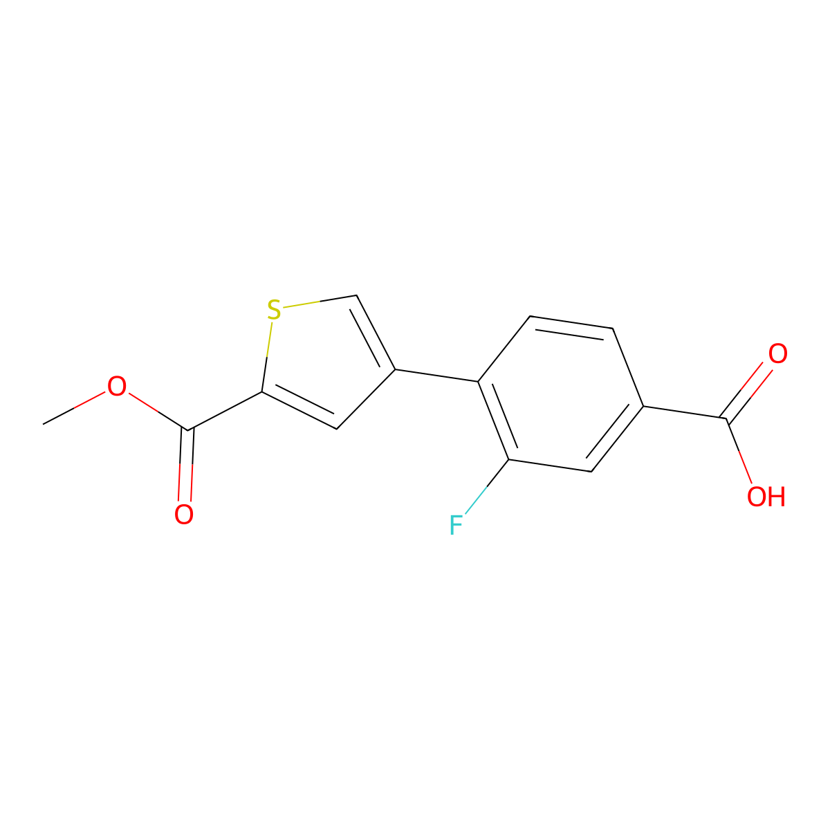 3-Fluoro-4-[5-(methoxycarbonyl)thiophen-3-YL]benzoic acid molecular structure, CAS 1261942-68-0