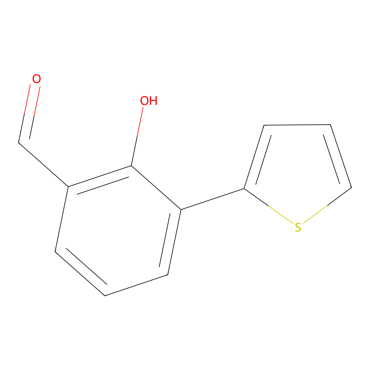 2-Hydroxy-3-(thiophen-2-yl)benzaldehyde molecular structure, CAS 1261943-40-1