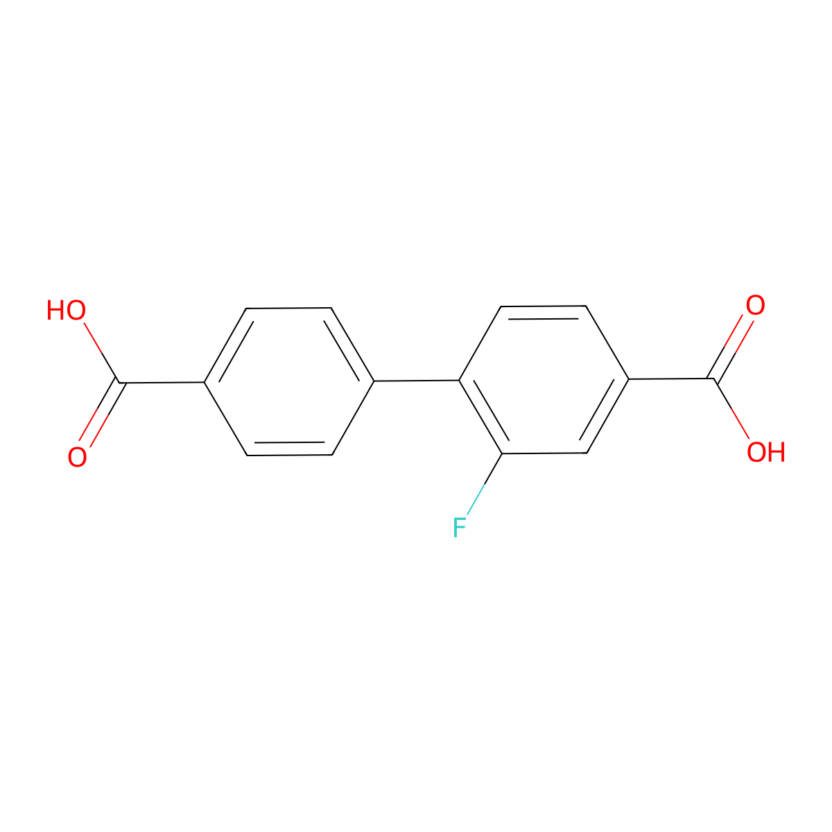 2-Fluoro-[1,1'-biphenyl]-4,4'-dicarboxylic acid molecular structure, CAS 1261943-47-8