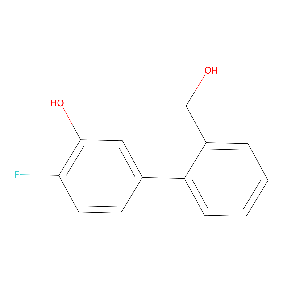 2-Fluoro-5-(2-hydroxymethylphenyl)phenol molecular structure, CAS 1261943-56-9