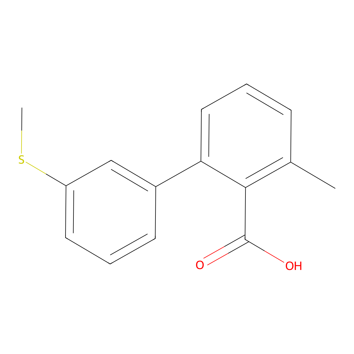 6-Methyl-2-(3-methylthiophenyl)benzoic acid molecular structure, CAS 1261943-86-5