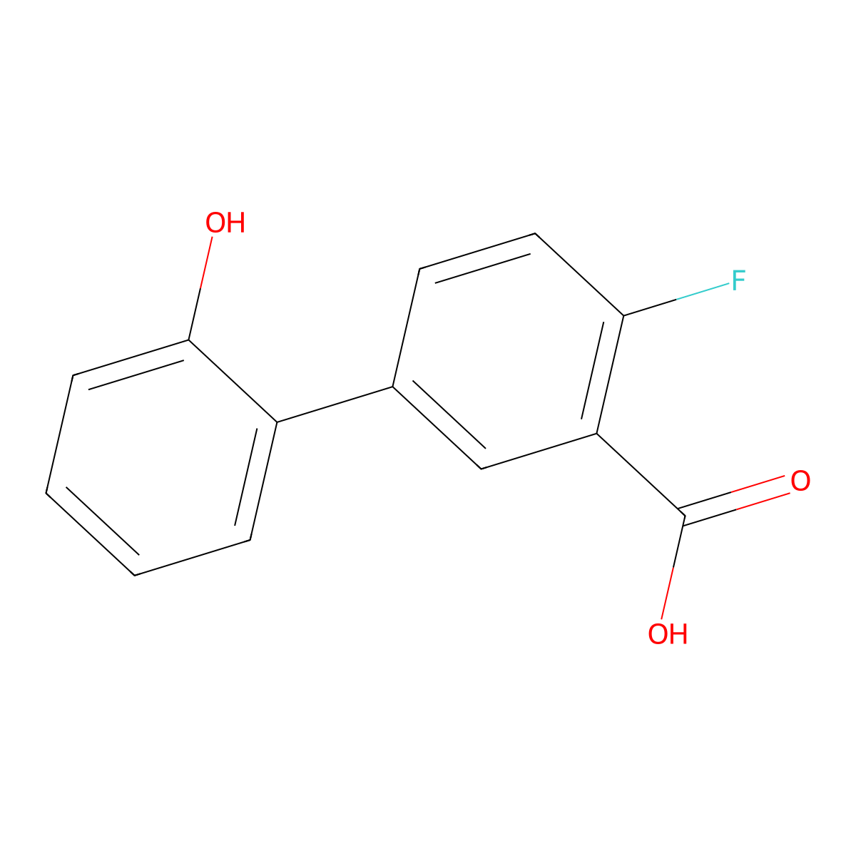 2-Fluoro-5-(2-hydroxyphenyl)benzoic acid molecular structure, CAS 1261943-94-5