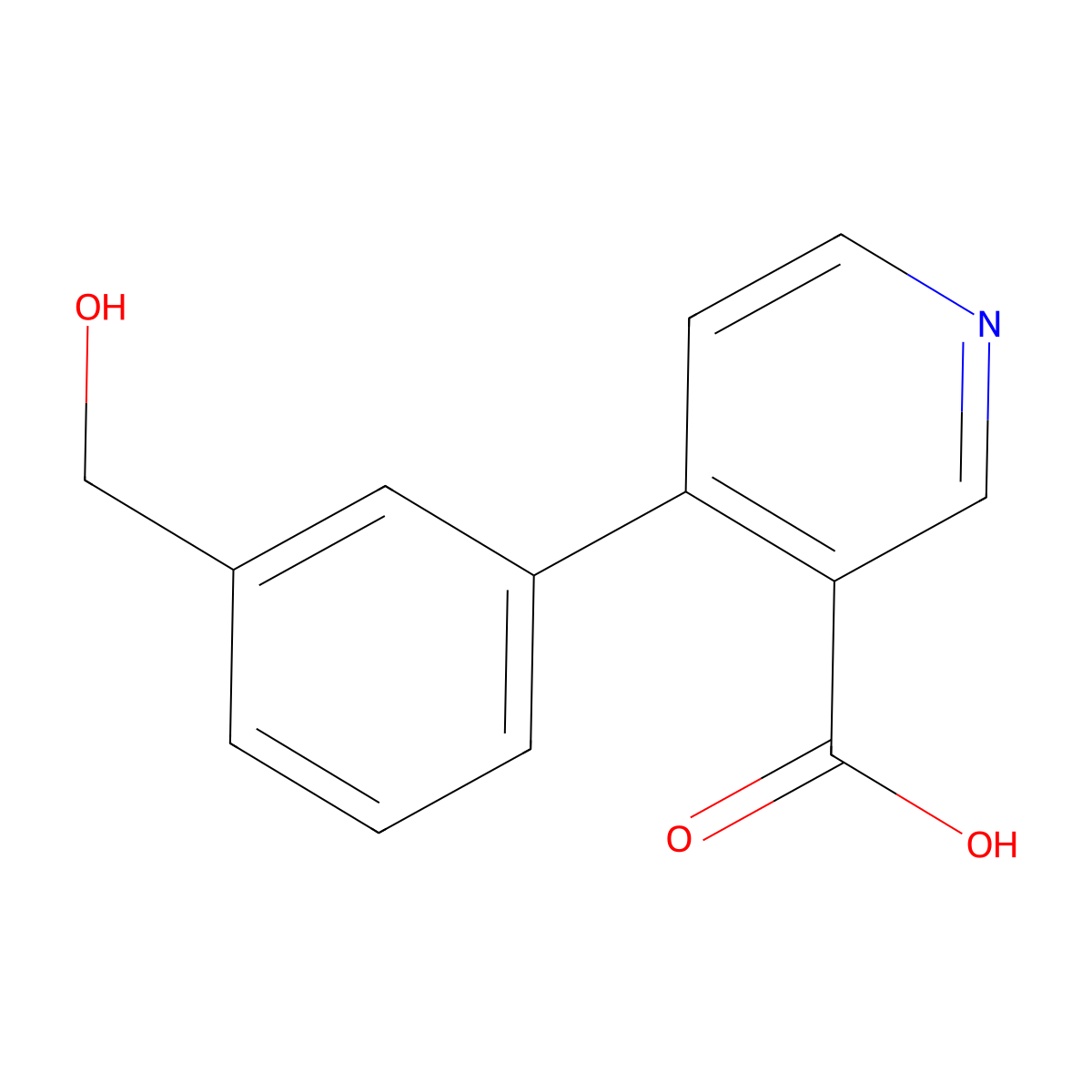 4-(3-(Hydroxymethyl)phenyl)nicotinic acid molecular structure, CAS 1261943-95-6
