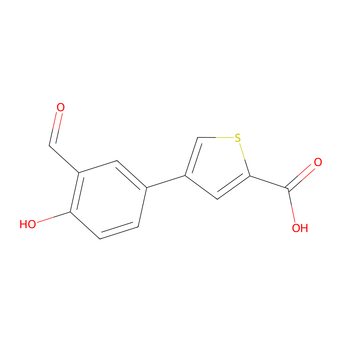 4-(3-Formyl-4-hydroxyphenyl)thiophene-2-carboxylic acid molecular structure, CAS 1261944-04-0