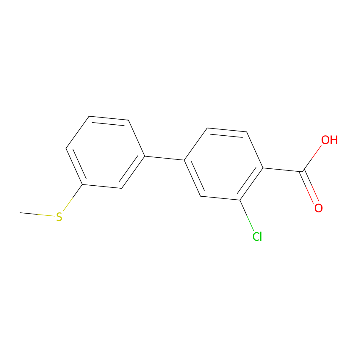 2-Chloro-4-(3-methylthiophenyl)benzoic acid molecular structure, CAS 1261944-08-4