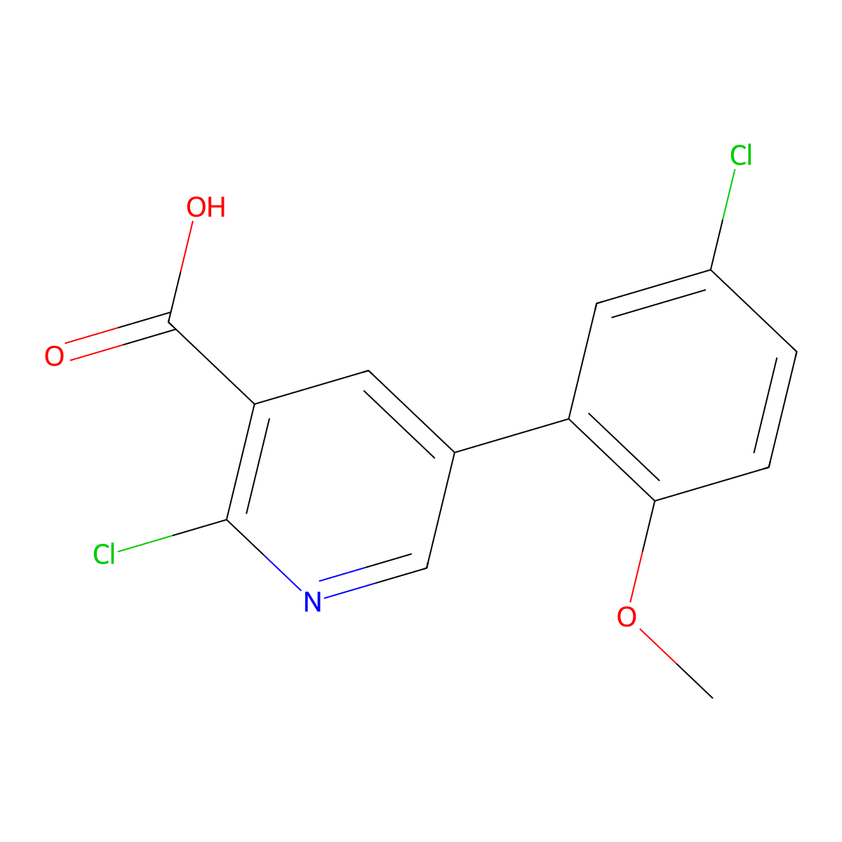 2-Chloro-5-(5-chloro-2-methoxyphenyl)nicotinic acid molecular structure, CAS 1261944-20-0