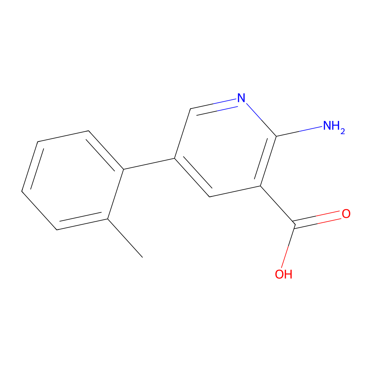2-Amino-5-(2-methylphenyl)pyridine-3-carboxylic acid molecular structure, CAS 1261944-31-3