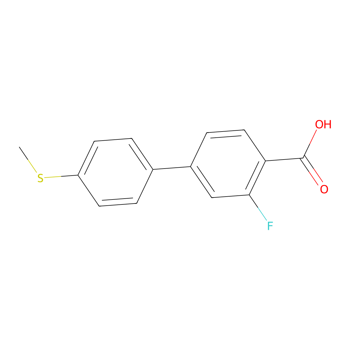 2-Fluoro-4-(4-methylthiophenyl)benzoic acid molecular structure, CAS 1261944-34-6