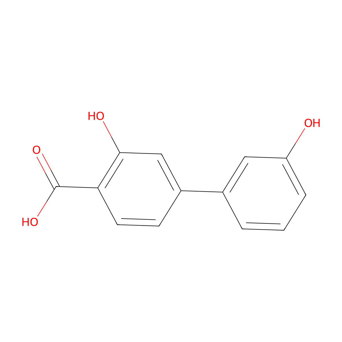 3,3'-Dihydroxy-[1,1'-biphenyl]-4-carboxylic acid molecular structure, CAS 1261944-36-8