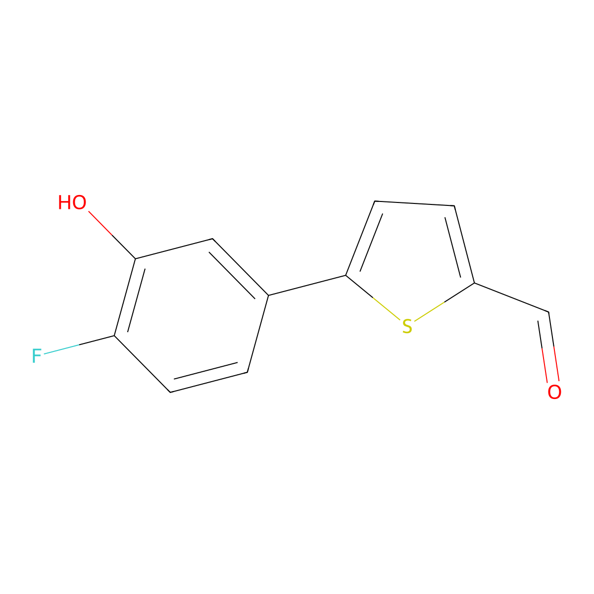 5-(4-Fluoro-3-hydroxyphenyl)thiophene-2-carbaldehyde molecular structure, CAS 1261944-46-0