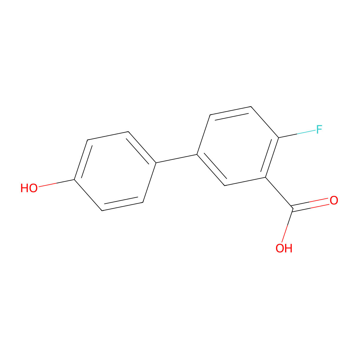 2-Fluoro-5-(4-hydroxyphenyl)benzoic acid molecular structure, CAS 1261944-53-9