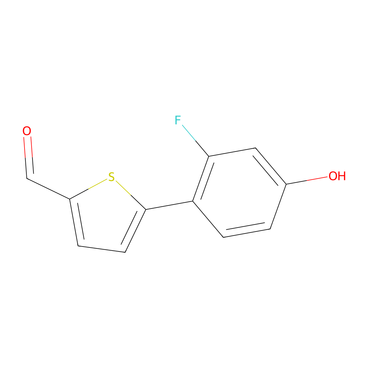 5-(2-Fluoro-4-hydroxyphenyl)thiophene-2-carbaldehyde molecular structure, CAS 1261944-55-1